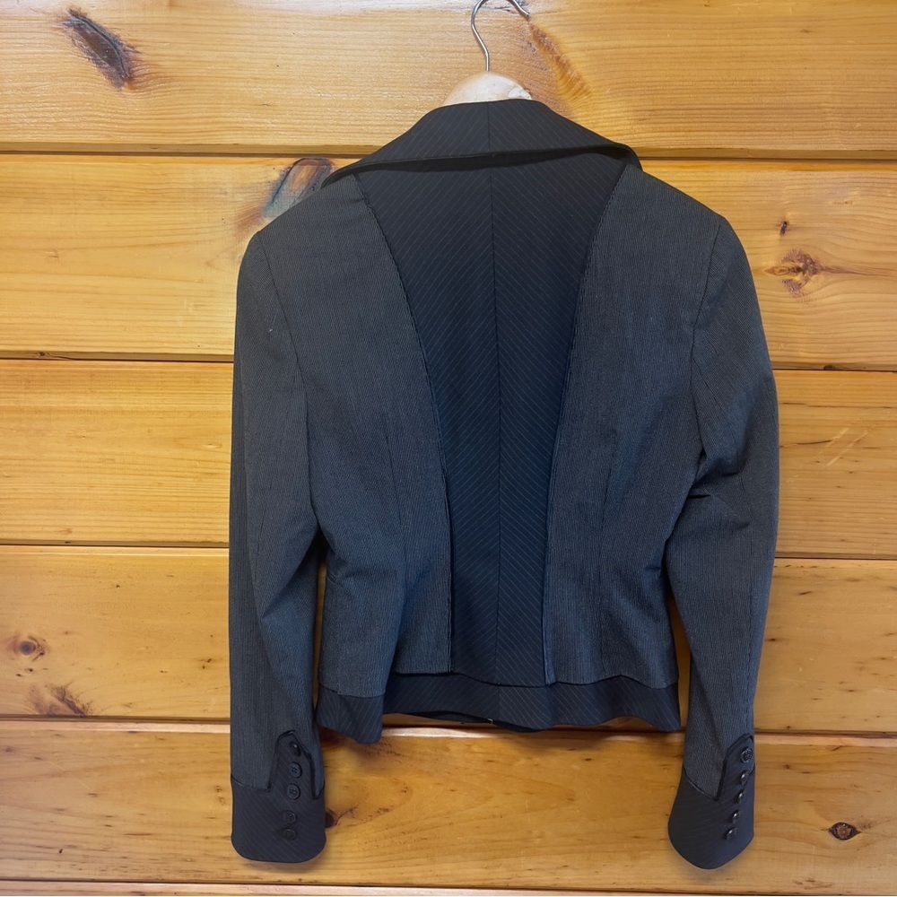 Elegant bebe Collection Half Zip Long Sleeve Collated Lined grey camel Blazer 6 - Picture 4 of 4